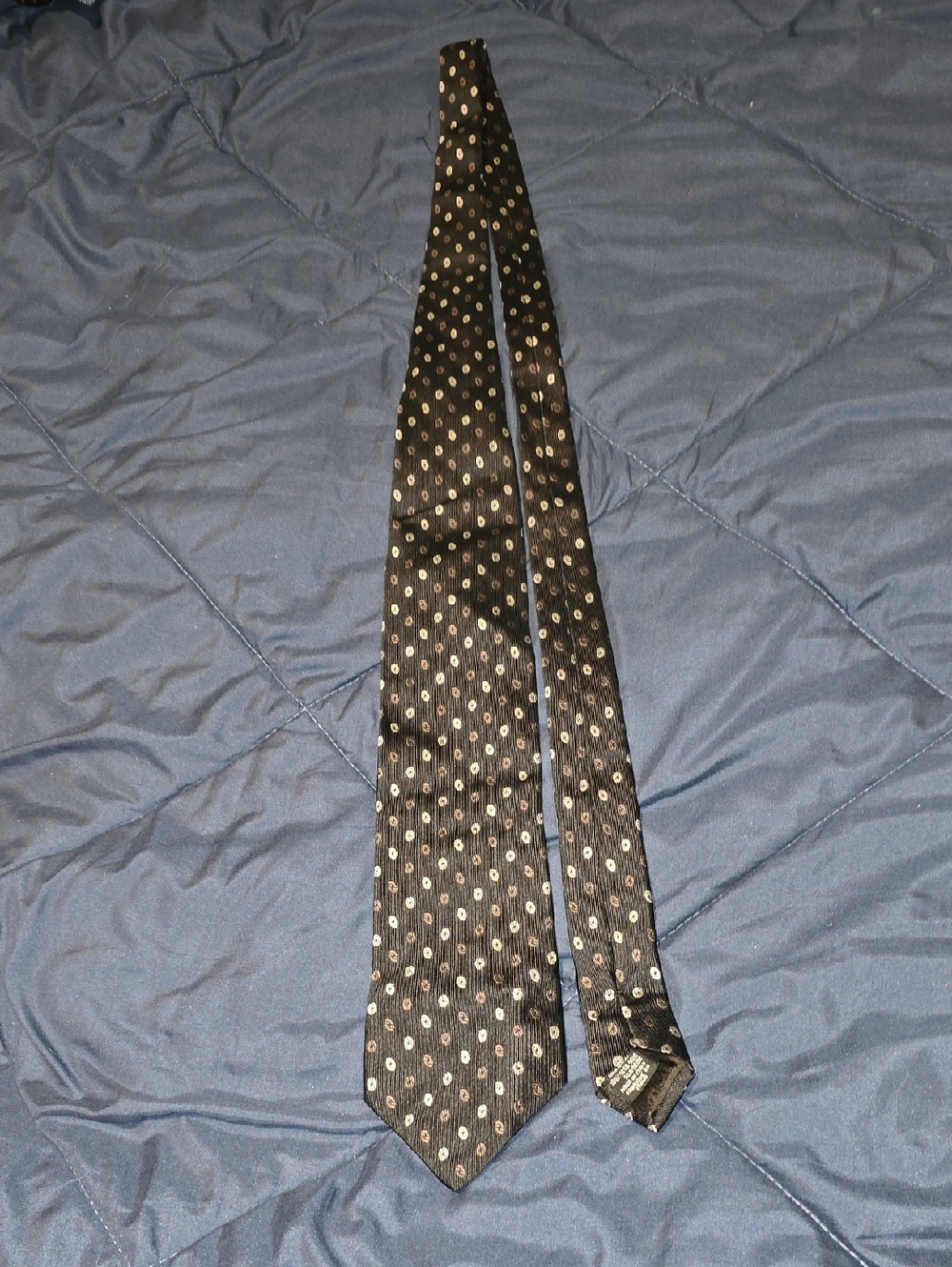 Armani Collezioni Black Tie with Cream Polka Dots